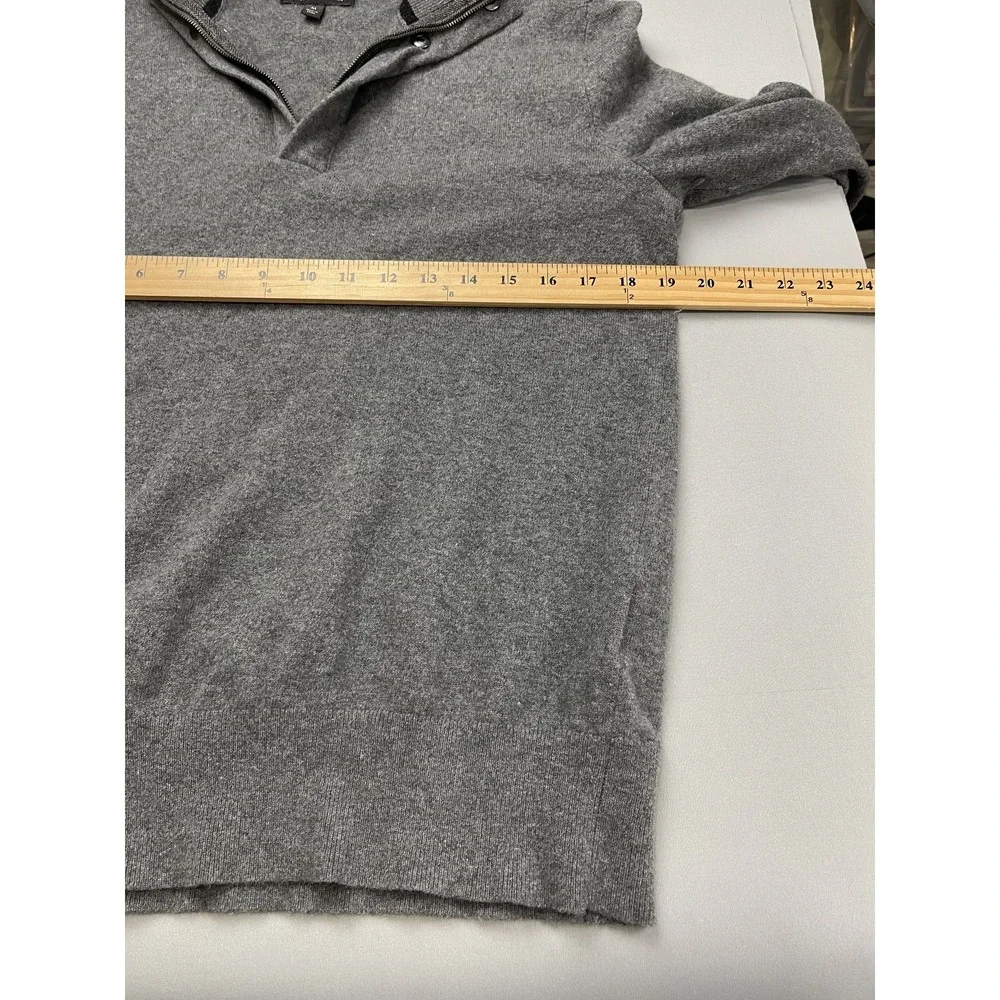 Banana Republic Mens Sweater Medium Gray 1/4 Zip Merino Wool Italian Minimal Lux